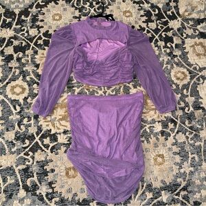 Fashion Nova Violet Mesh Zip-Detail Set